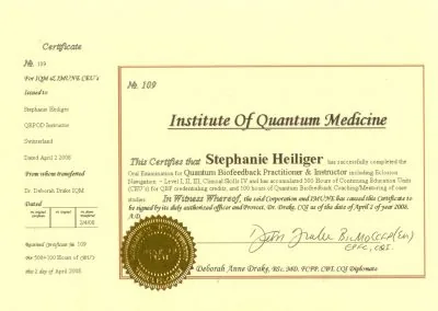 Zertifikat von Stephanie Heiliger