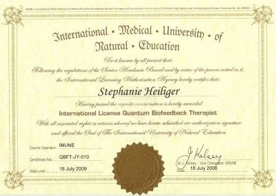 Zertifikat von Stephanie Heiliger