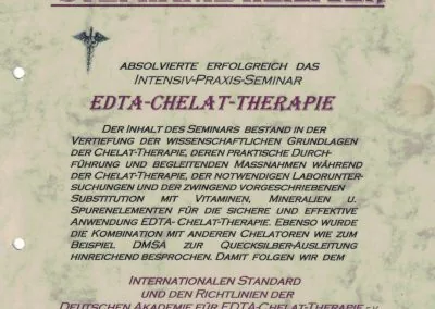 Zertifikat Chelattherapie von Stephanie Heiliger