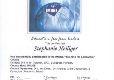 IMUNE Training for Educators, Budapest 2007 – Stephanie Heiliger