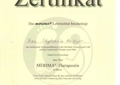 Merima-Zertifikat von Stephanie Heiliger