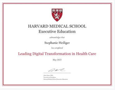 Harvard-Zertifikat von Stephanie Heiliger