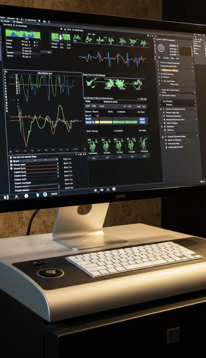 QUEX ED – Monitoring-Ansicht der OMNIS-Software auf dem Bildschirm